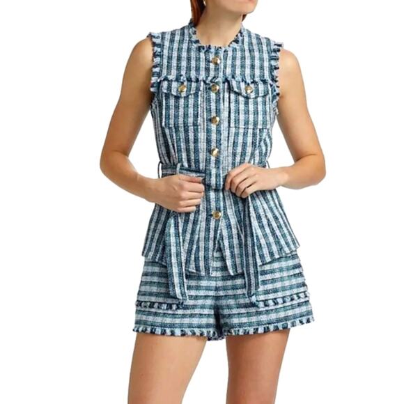 NWT$365 Cinq a Sept Matilda Tweed Reenee Vest Blazer in Navy Multi Sz XS - Picture 3 of 16